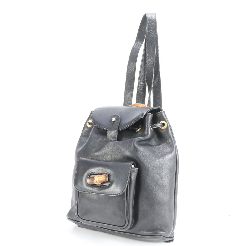 美品 ヴィンテージ オールド グッチ バンブー レザー リュックサック リュック バックパック ショルダー バッグ レディース EEE CS16-4