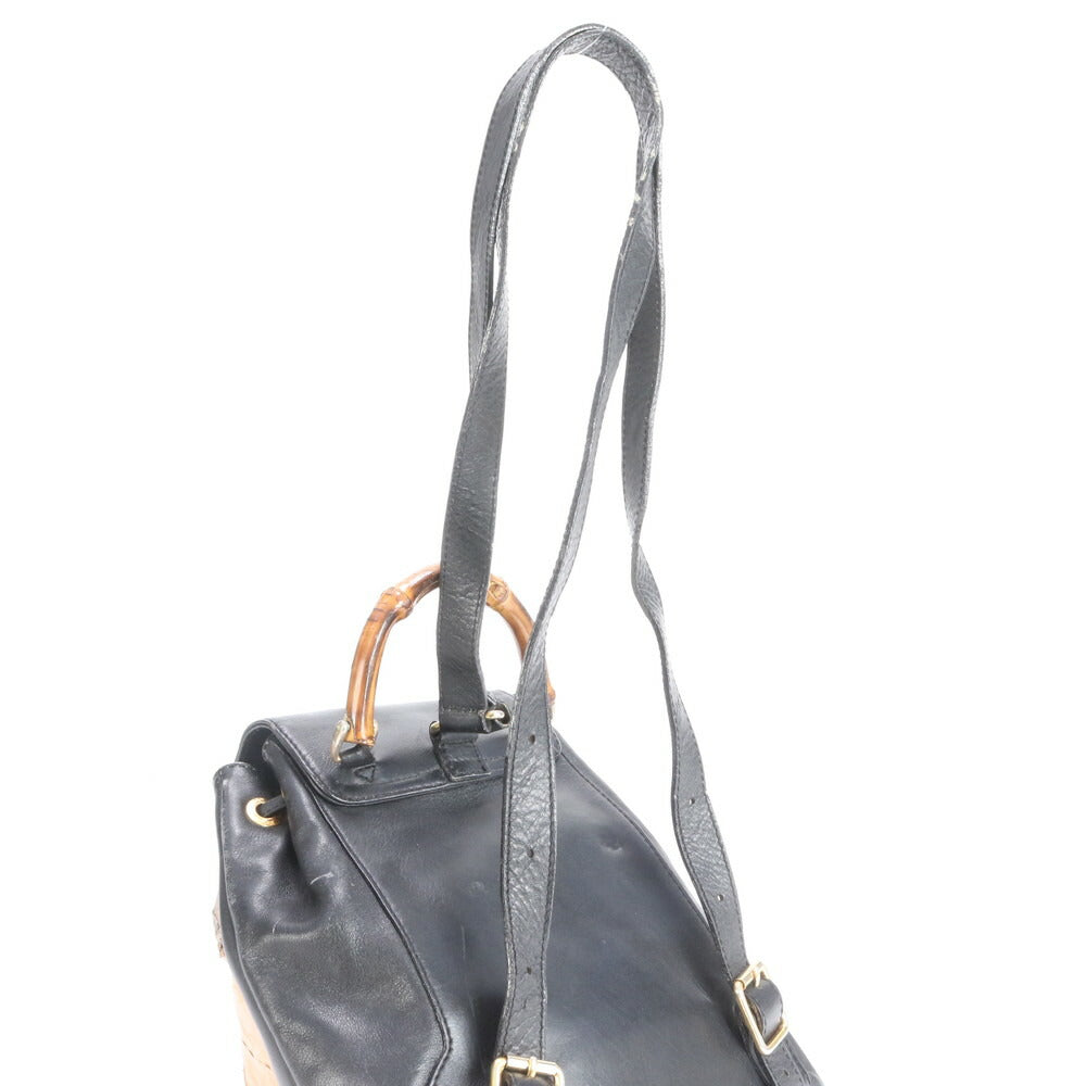 美品 ヴィンテージ オールド グッチ バンブー レザー リュックサック リュック バックパック ショルダー バッグ レディース EEE CS16-4