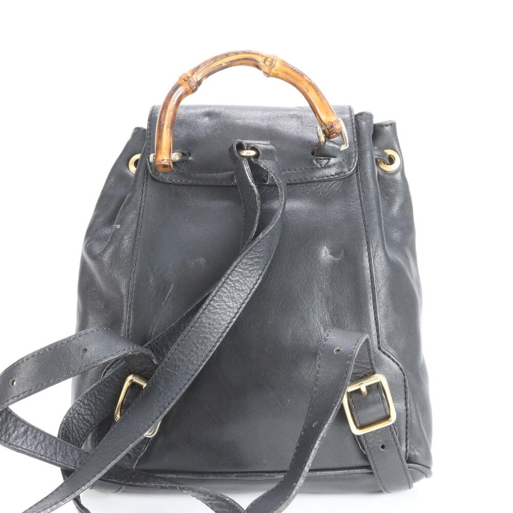 美品 ヴィンテージ オールド グッチ バンブー レザー リュックサック リュック バックパック ショルダー バッグ レディース EEE CS16-4