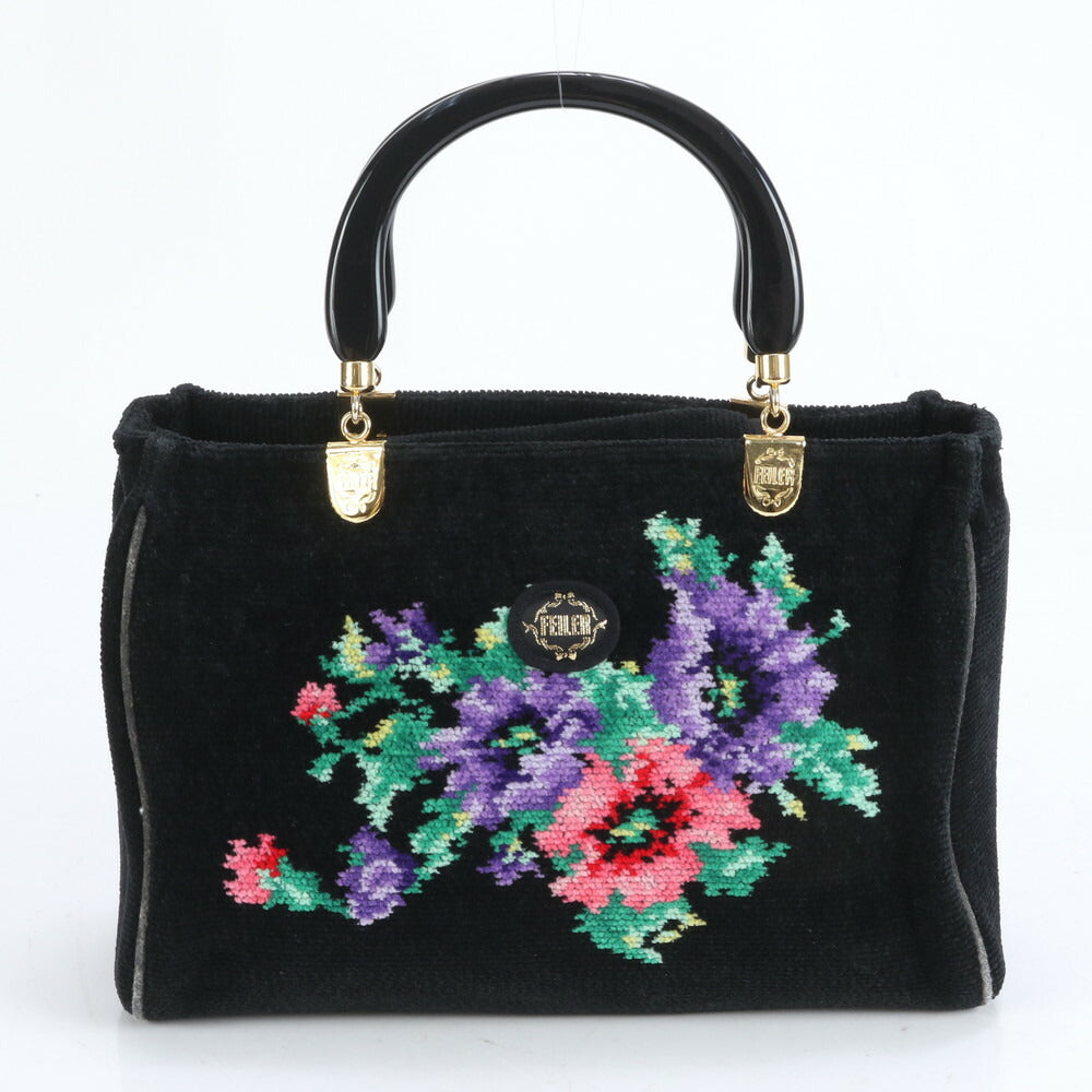 フェイラー シュニール織 フラワー 花柄 トート バッグ 肩掛け ショルダー ハンド ブラック 黒 ゴールド 金具 レディース EUE CL5-3