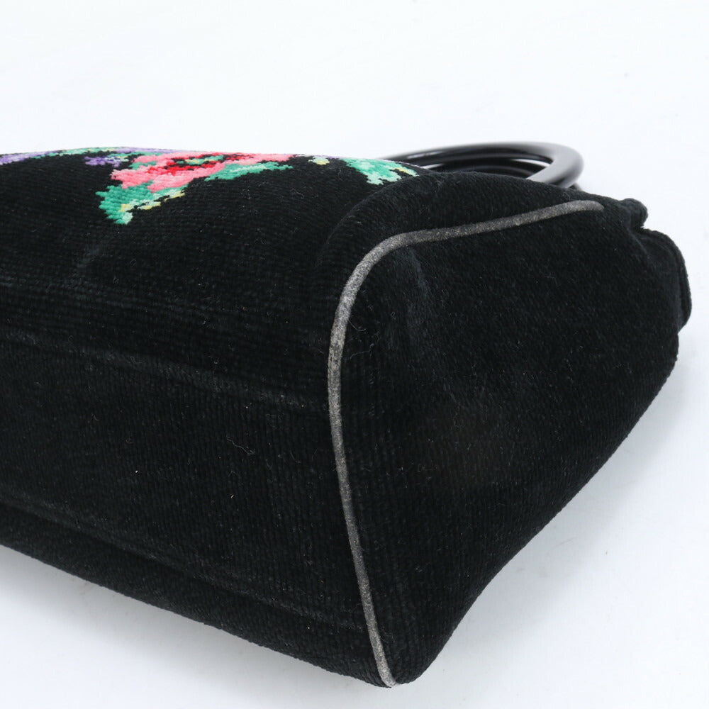 フェイラー シュニール織 フラワー 花柄 トート バッグ 肩掛け ショルダー ハンド ブラック 黒 ゴールド 金具 レディース EUE CL5-3