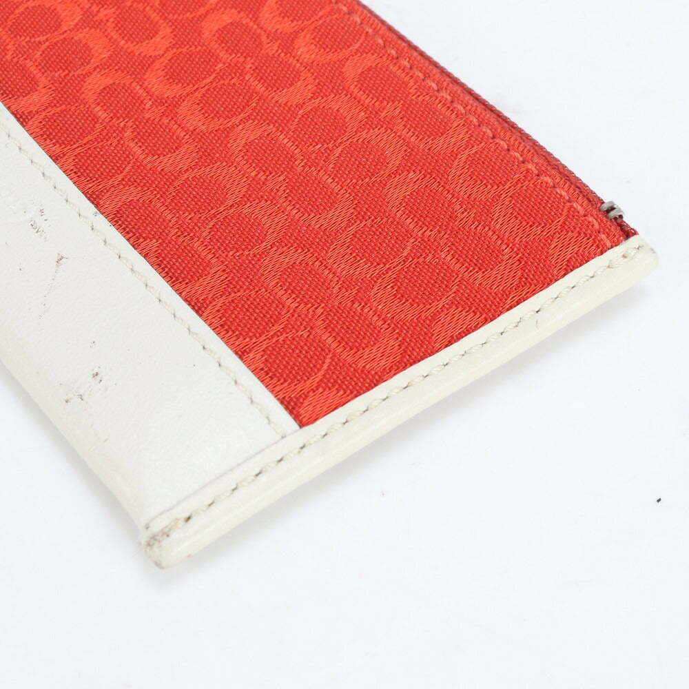 美品 コーチ ミニ シグネチャー キャンバス レザー コインケース 小銭入れ コンパクト ウォレット カードケース レディース RUE CL15-9