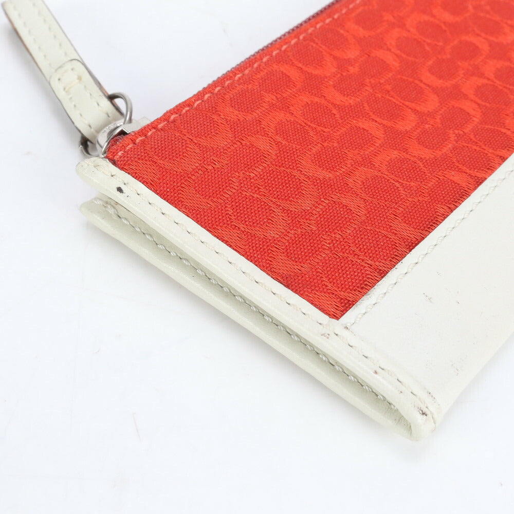 美品 コーチ ミニ シグネチャー キャンバス レザー コインケース 小銭入れ コンパクト ウォレット カードケース レディース RUE CL15-9