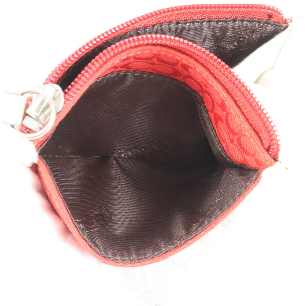 美品 コーチ ミニ シグネチャー キャンバス レザー コインケース 小銭入れ コンパクト ウォレット カードケース レディース RUE CL15-9