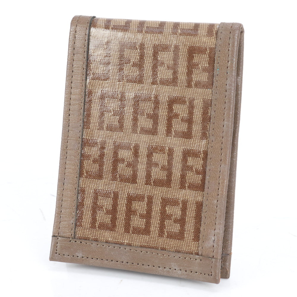 美品 ヴィンテージ フェンディ ズッカ FF ロゴ レザー カードケース 名刺入れ 二つ折り 財布 ウォレット レディース RUE CL15-7