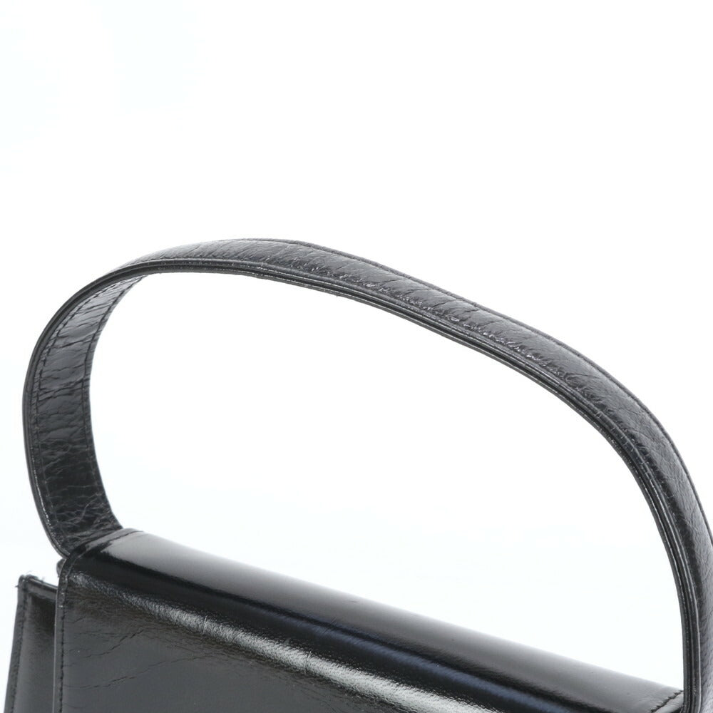 美品 ハナエモリ レザー トップハンドル ハンドバッグ トート ブラック 黒 フォーマル レディース RRE CM8-8