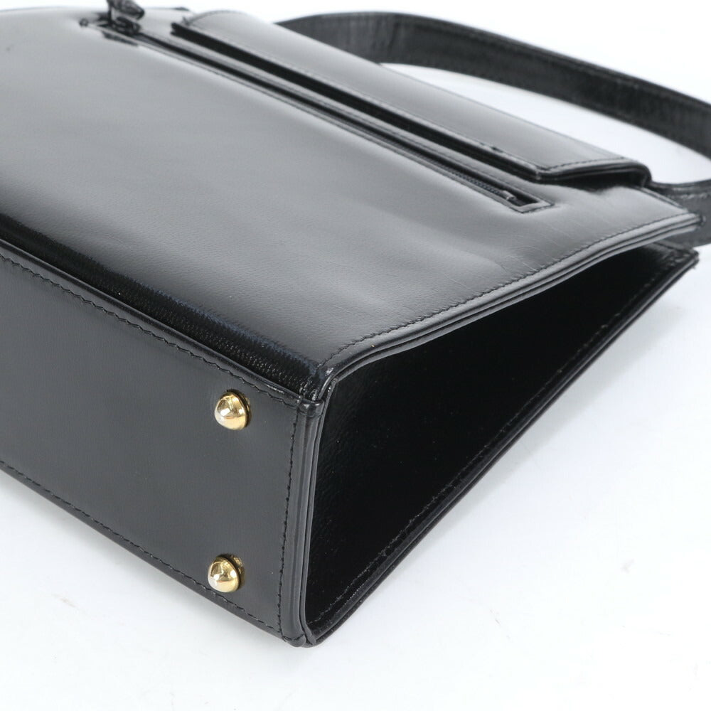 美品 ハナエモリ レザー トップハンドル ハンドバッグ トート ブラック 黒 フォーマル レディース RRE CM8-8