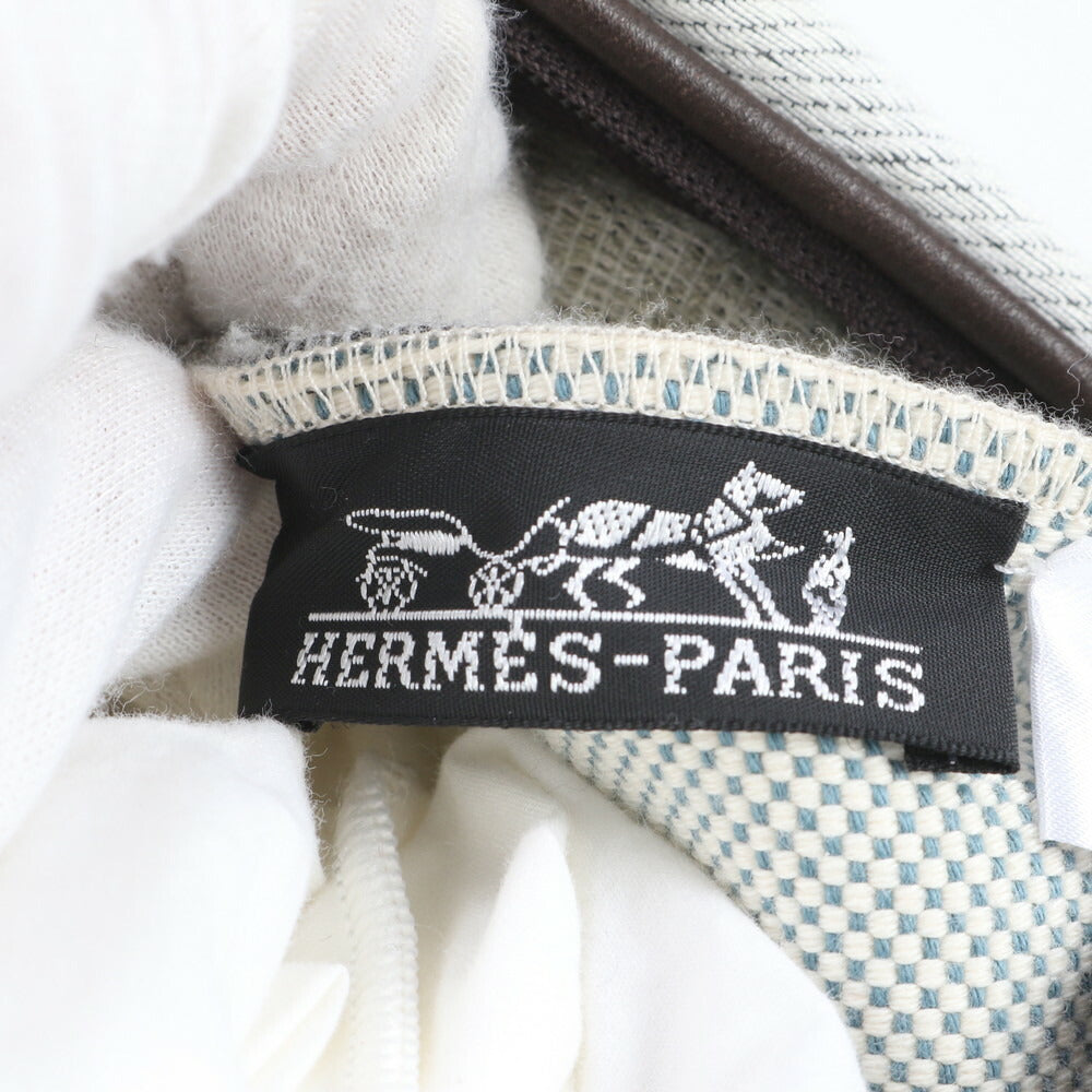 美品 エルメス レザー シルク クッション ホーム アイテム グッズ グレー ソファ インテリア レディース EEE CM13-6