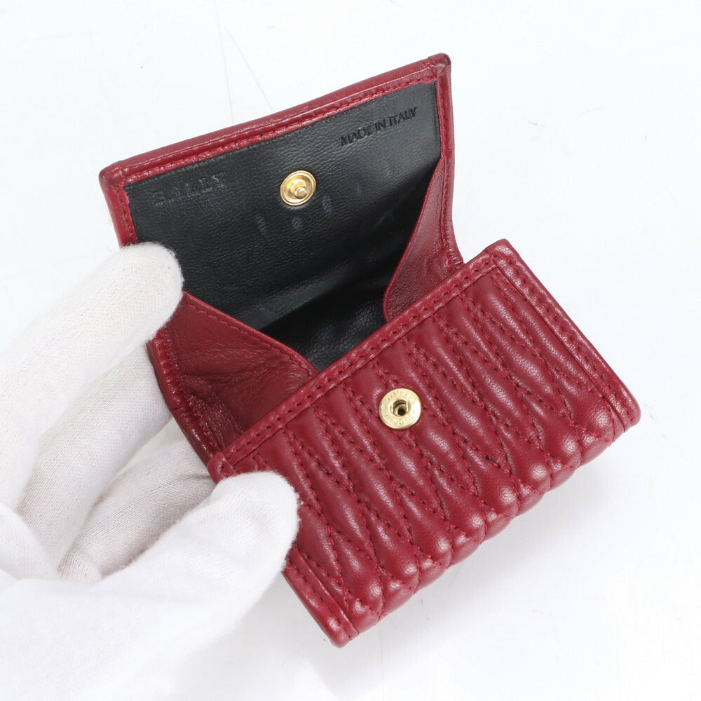 美品 バリー キルティング レザー コインケース 小銭入れ コンパクト ウォレット カードケース 長財布 二つ折り レディース RRE CL12-5