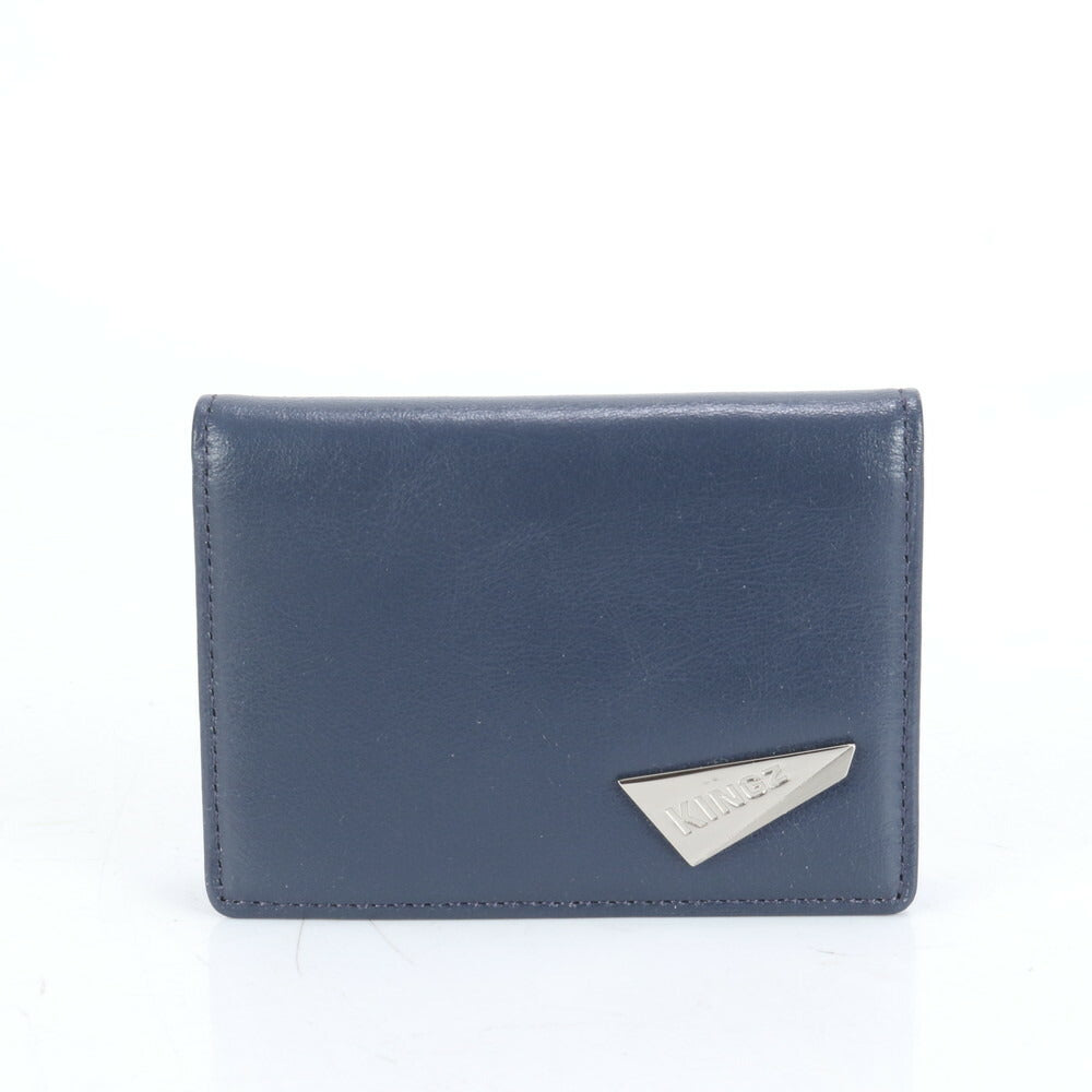 極美品 サマンサキングス スクエア プレート レザー サミット 名刺入れ 二つ折り カードケース コンパクト ネイビー メンズ EEE CM13-8