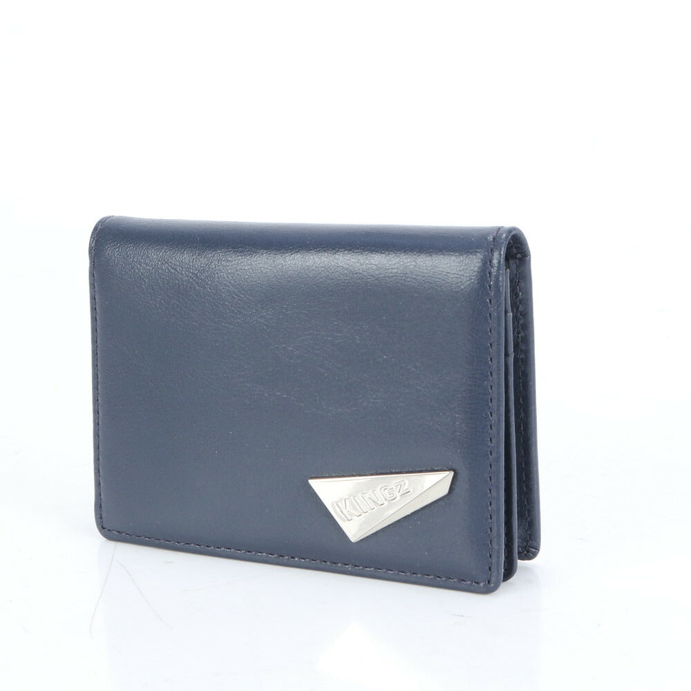 極美品 サマンサキングス スクエア プレート レザー サミット 名刺入れ 二つ折り カードケース コンパクト ネイビー メンズ EEE CM13-8