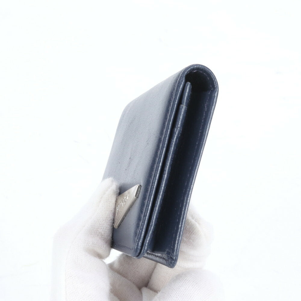 極美品 サマンサキングス スクエア プレート レザー サミット 名刺入れ 二つ折り カードケース コンパクト ネイビー メンズ EEE CM13-8