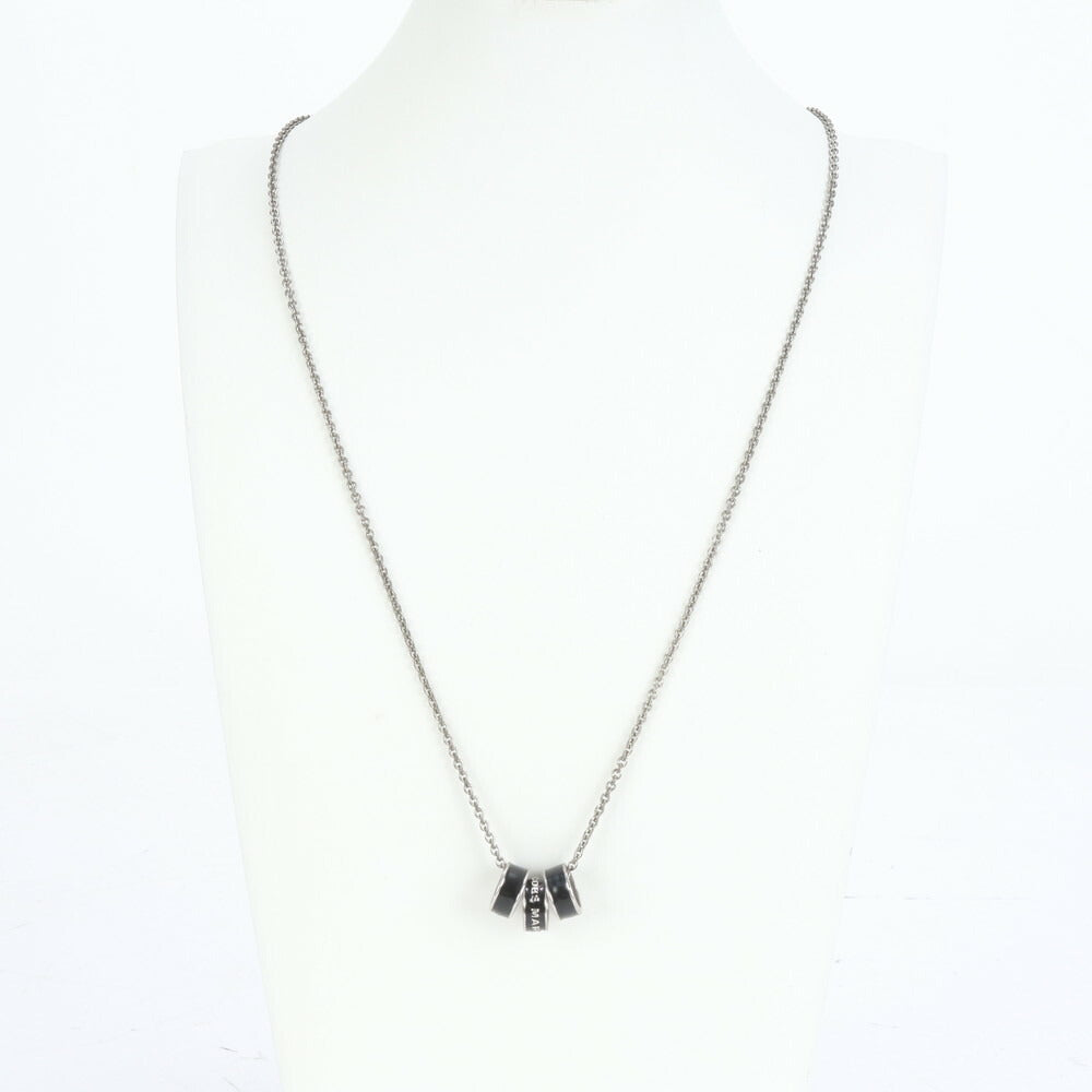 美品 マークジェイコブス シルバー チェーン ネックレス 三連 リング ペンダント 指輪 メンズ レディース RRE CM29-10