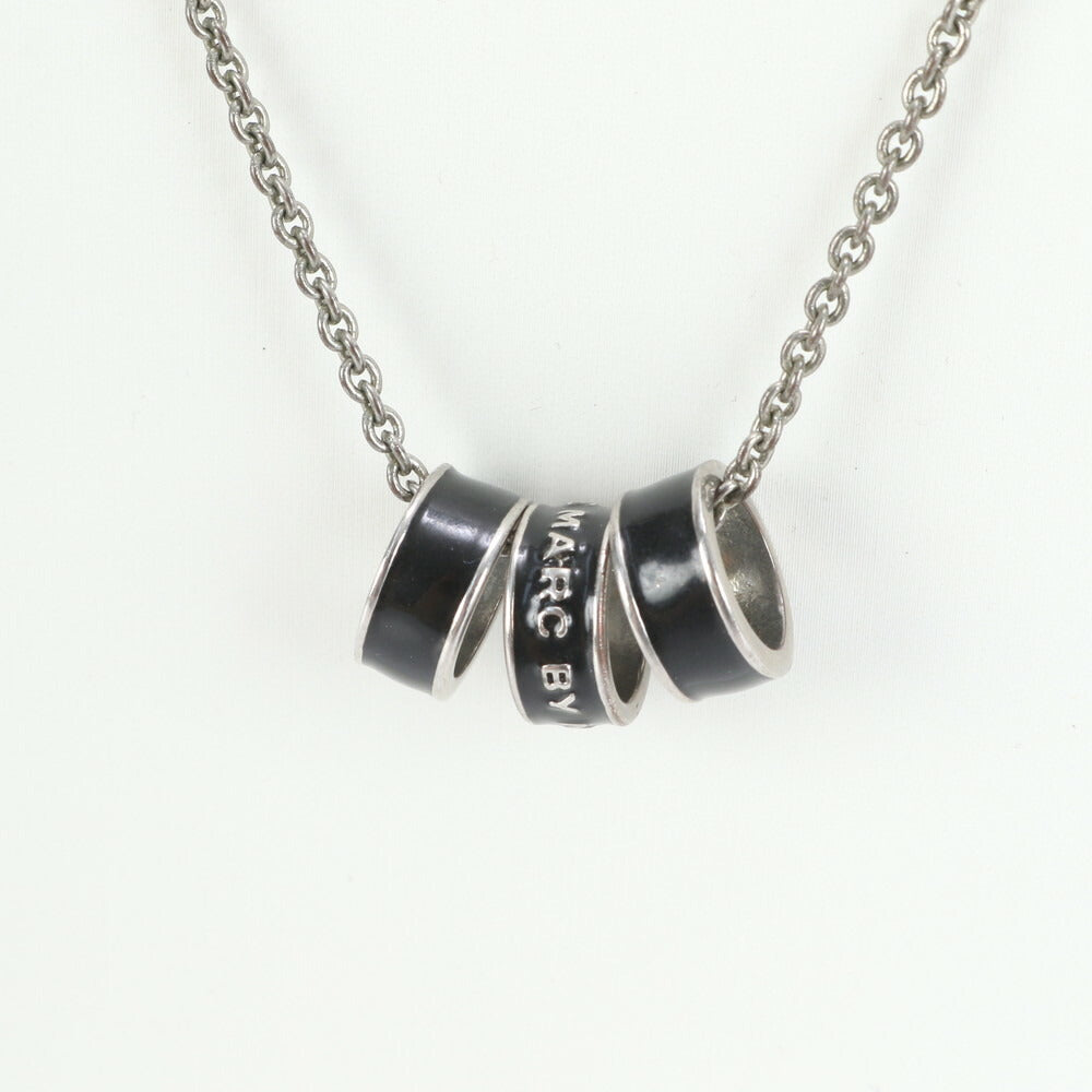 美品 マークジェイコブス シルバー チェーン ネックレス 三連 リング ペンダント 指輪 メンズ レディース RRE CM29-10