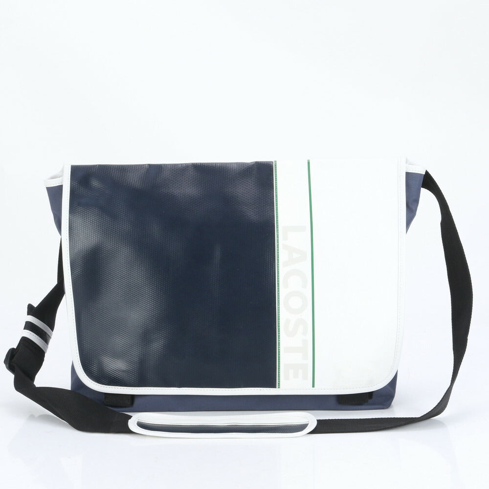 美品 ラコステ ショルダーバッグ 斜め掛け メッセンジャー ビジネス 通勤 トート A4 ブラック ホワイト メンズ RUE CL12-4