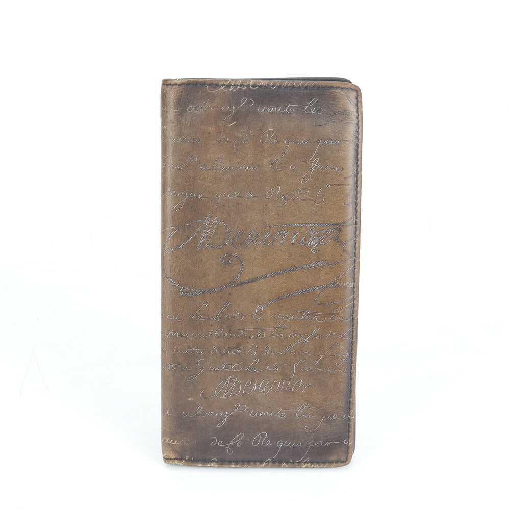 美品 ベルルッティ サンタル カリグラフィ レザー 長財布 二つ折り ウォレット 本革 ブラウン 茶色 ブランド メンズ RRM CM1-9