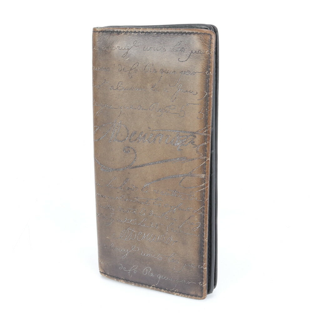 美品 ベルルッティ サンタル カリグラフィ レザー 長財布 二つ折り ウォレット 本革 ブラウン 茶色 ブランド メンズ RRM CM1-9