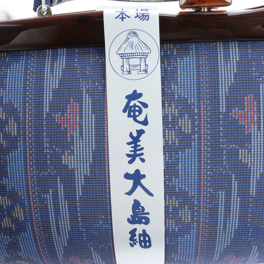 未使用 奄美大島紬 伝統工芸品 総柄 レザー ハンドバッグ トップハンドル トート 和風 モダン ショルダー レディース RCE CN6-5