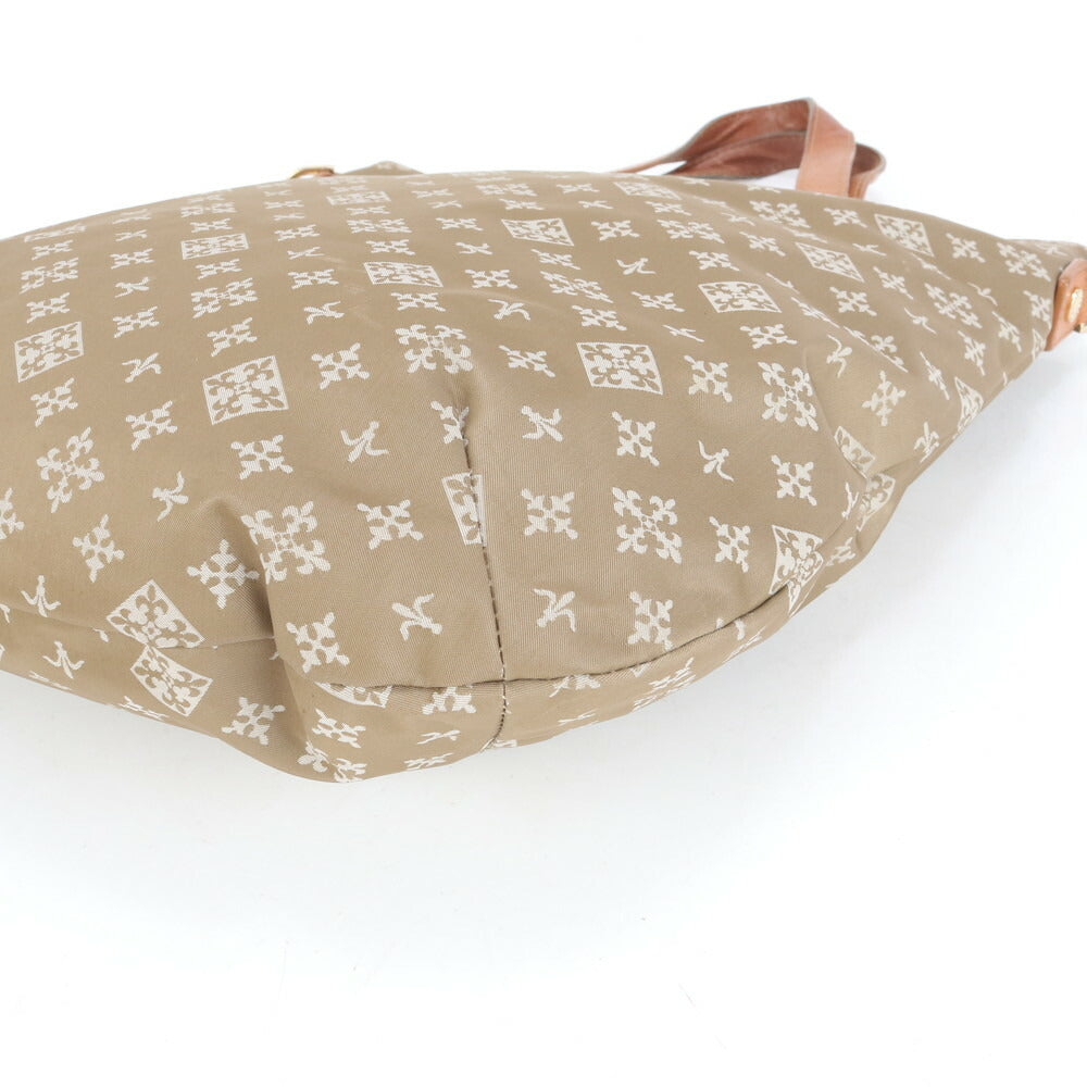 美品 ラシット モノグラム レザー ナイロン トート バッグ 肩掛け ショルダー ハンド ブラウン 茶色 レディース RCE CN5-3