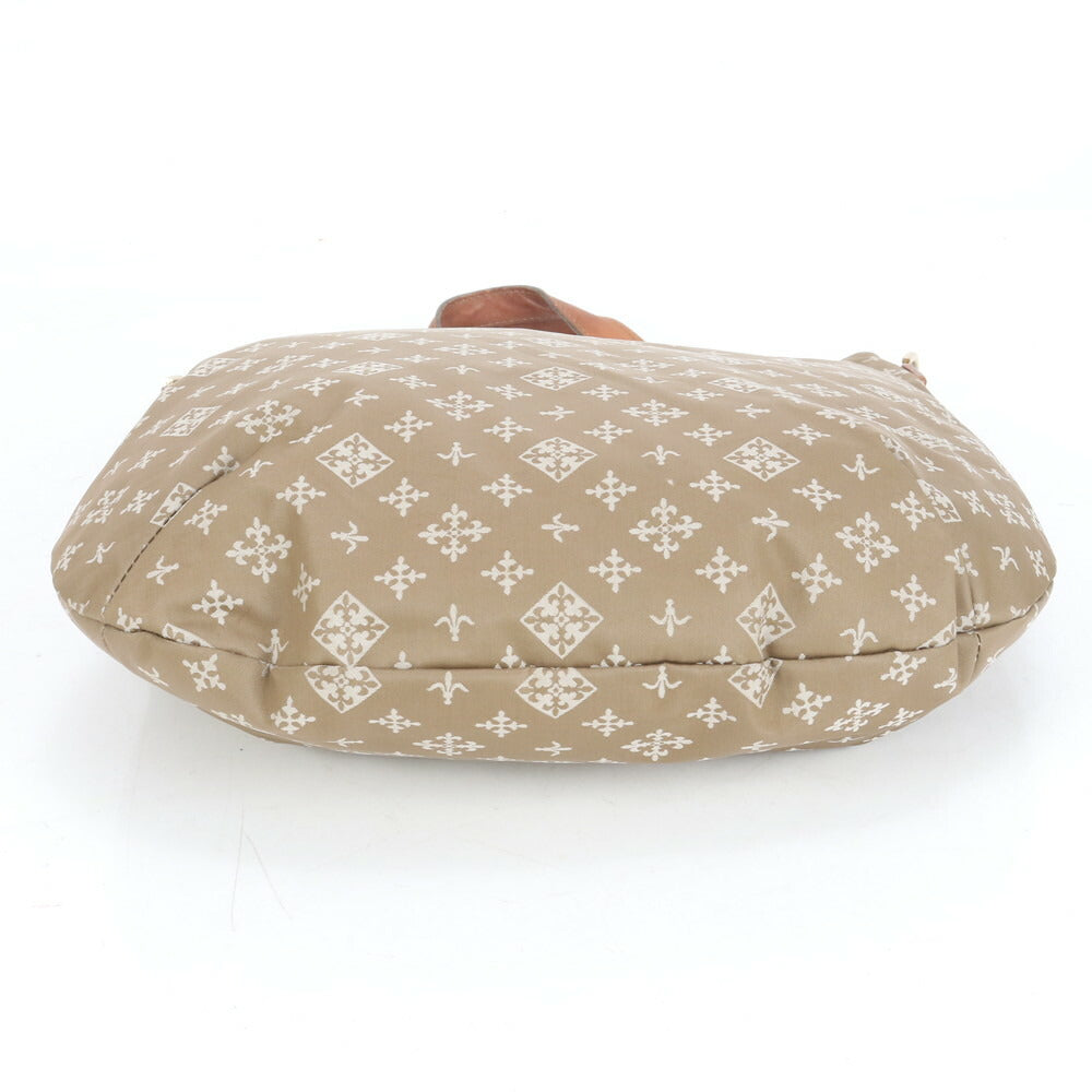 美品 ラシット モノグラム レザー ナイロン トート バッグ 肩掛け ショルダー ハンド ブラウン 茶色 レディース RCE CN5-3