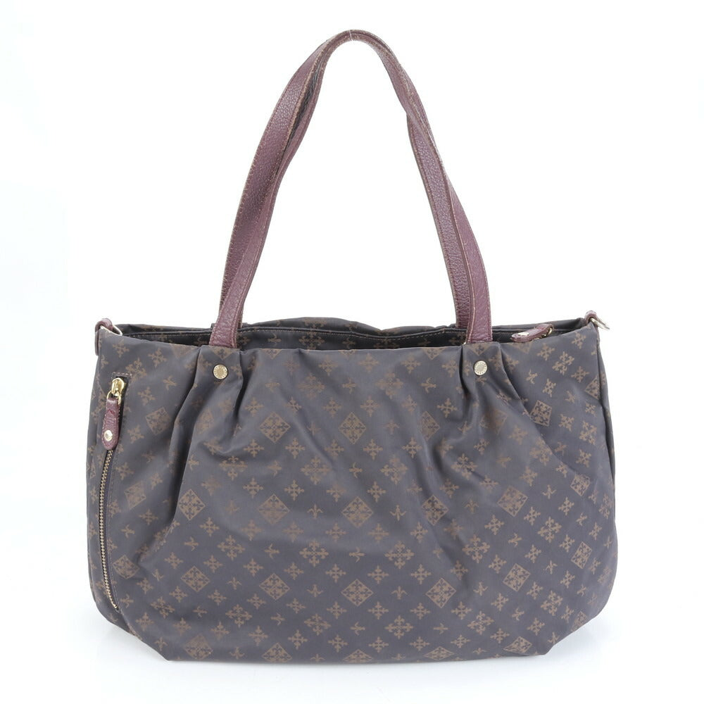 美品 ラシット モノグラム レザー トート バッグ 肩掛け ショルダー ハンド A4 グレー レディース RCE CN5-4