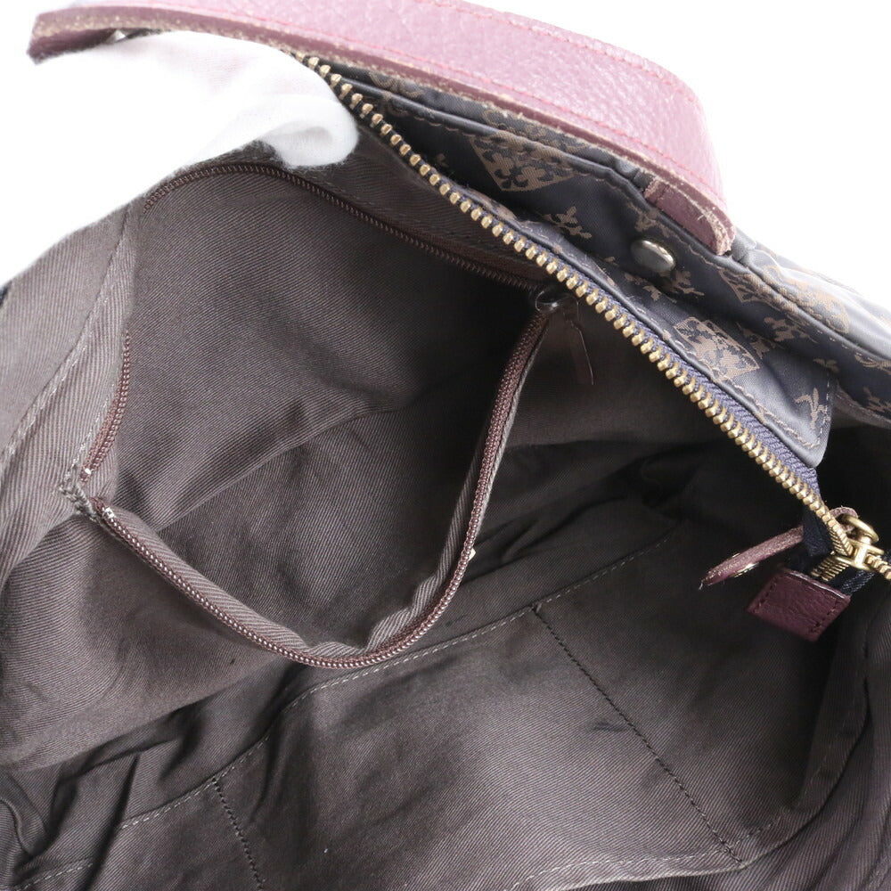 美品 ラシット モノグラム レザー トート バッグ 肩掛け ショルダー ハンド A4 グレー レディース RCE CN5-4