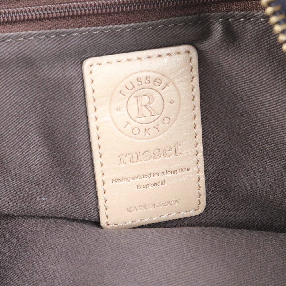 美品 ラシット モノグラム レザー トート バッグ 肩掛け ショルダー ハンド A4 グレー レディース RCE CN5-4