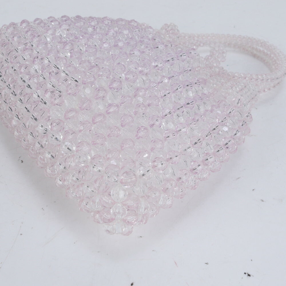 極美品 4℃ ヨンドシー クリア ビーズ ビジュー 装飾 ハンドバッグ トート トップハンドル ショルダー レディース ECE CN2-1