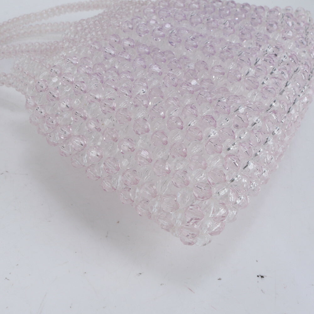 極美品 4℃ ヨンドシー クリア ビーズ ビジュー 装飾 ハンドバッグ トート トップハンドル ショルダー レディース ECE CN2-1