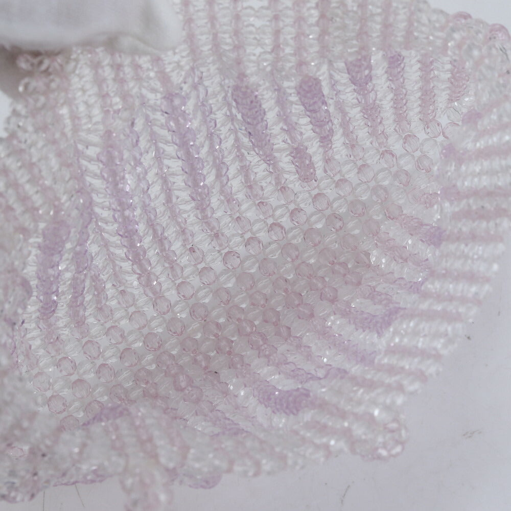 極美品 4℃ ヨンドシー クリア ビーズ ビジュー 装飾 ハンドバッグ トート トップハンドル ショルダー レディース ECE CN2-1