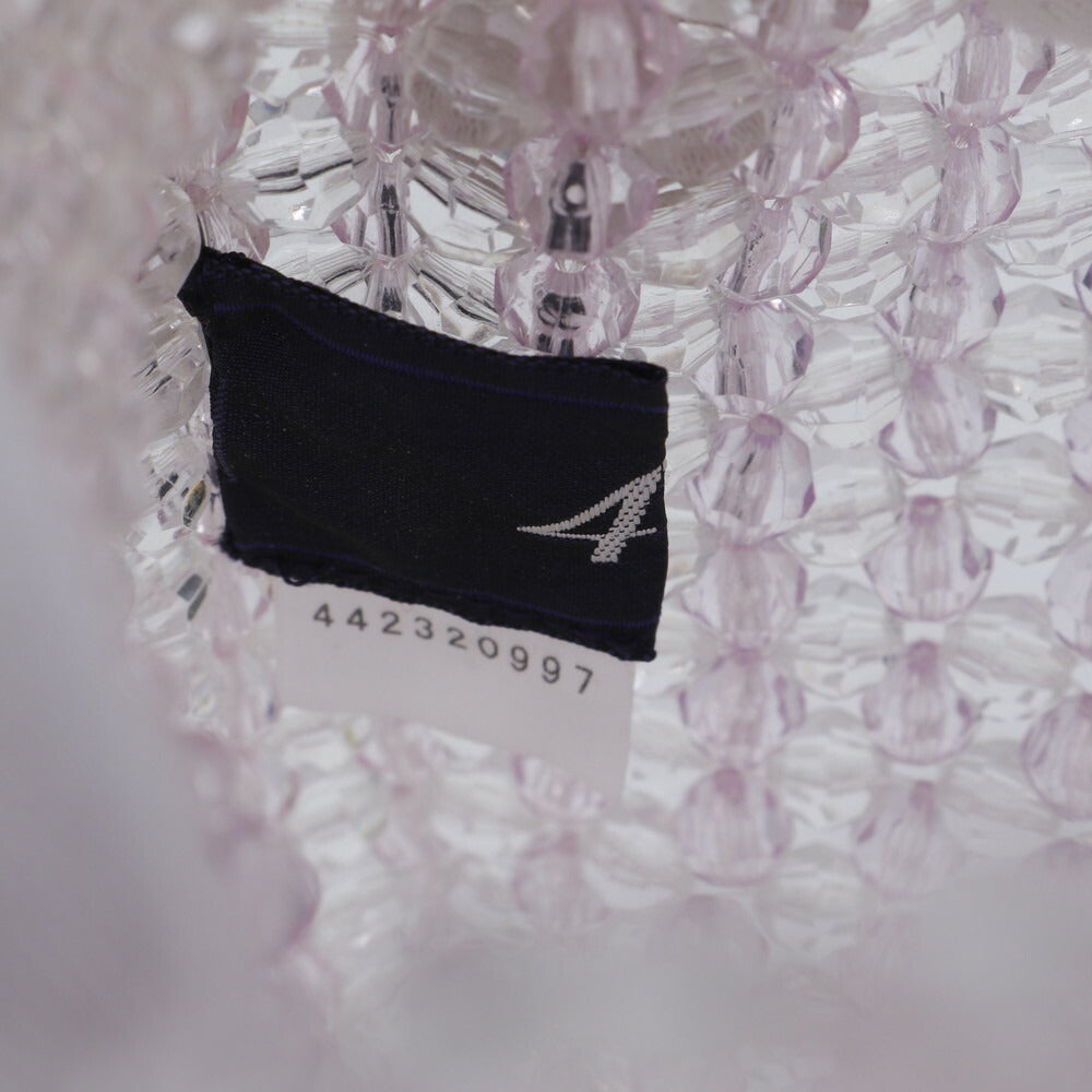 極美品 4℃ ヨンドシー クリア ビーズ ビジュー 装飾 ハンドバッグ トート トップハンドル ショルダー レディース ECE CN2-1