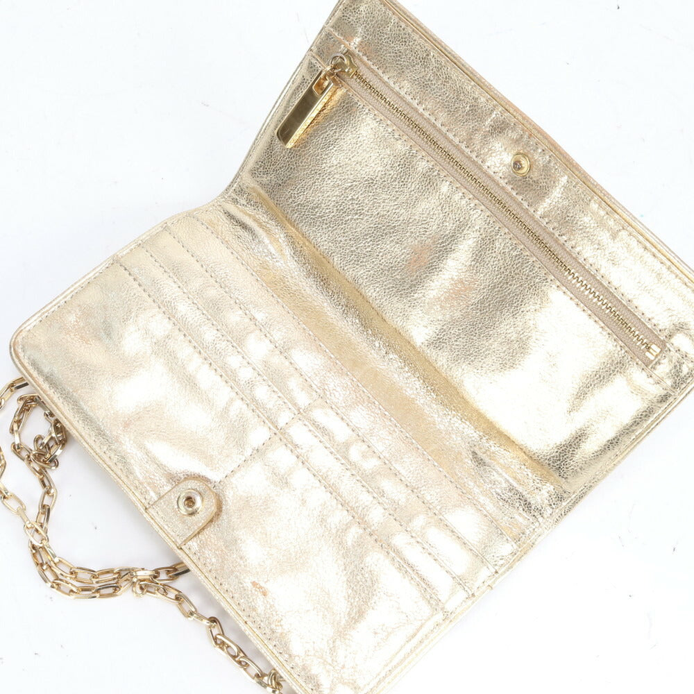 トリーバーチ ゴールド チェーン ショルダー ウォレット 長財布 レザー 斜め掛け クロスボディ ハンド トート レディース ECE CN1-9