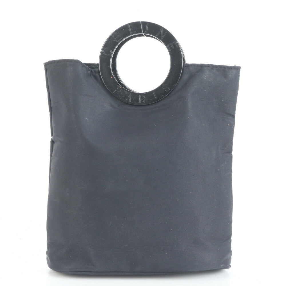 美品 セリーヌ サークル ロゴ ハンドバッグ ミニ トート ブラック 黒 レディース RRE CU24-4