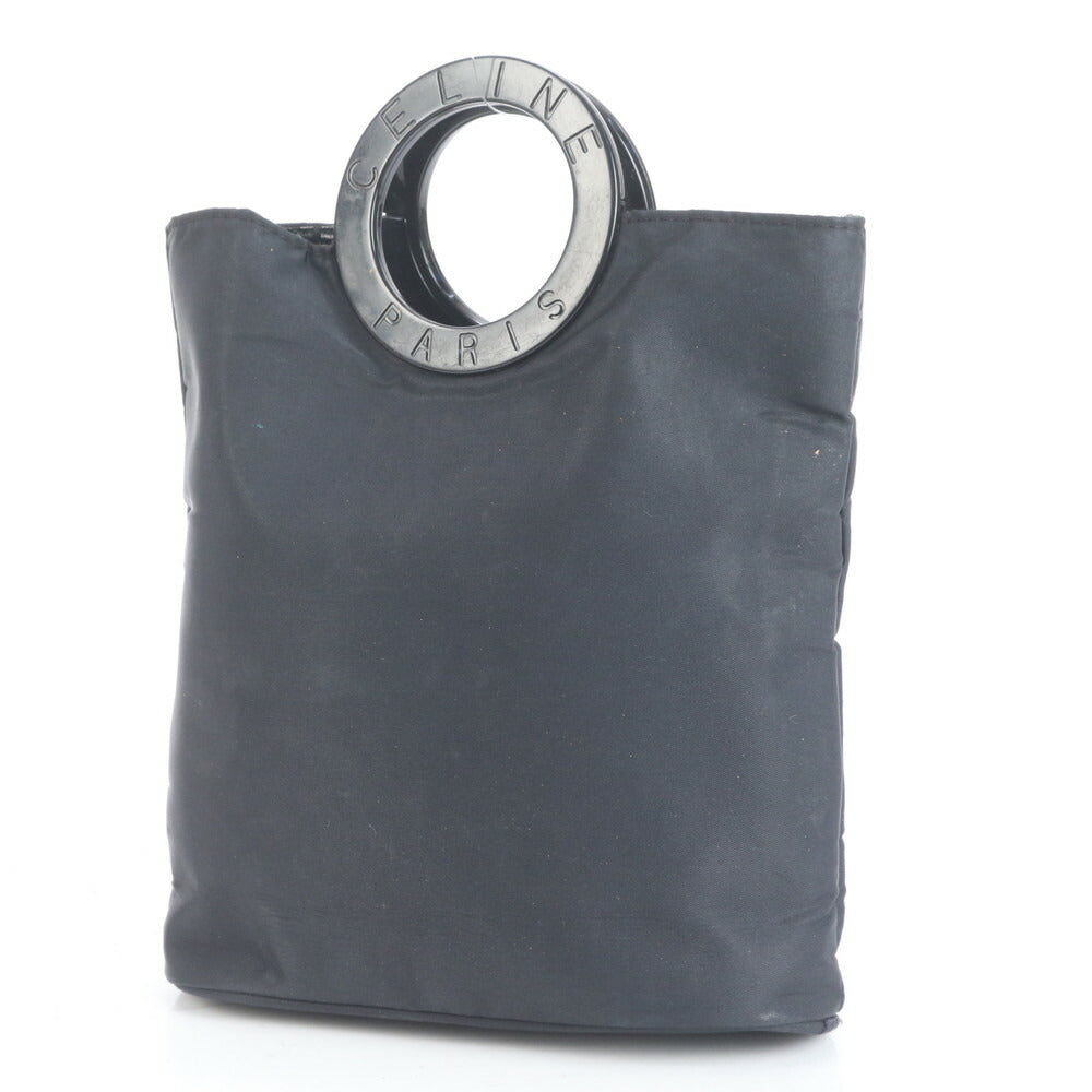 美品 セリーヌ サークル ロゴ ハンドバッグ ミニ トート ブラック 黒 レディース RRE CU24-4