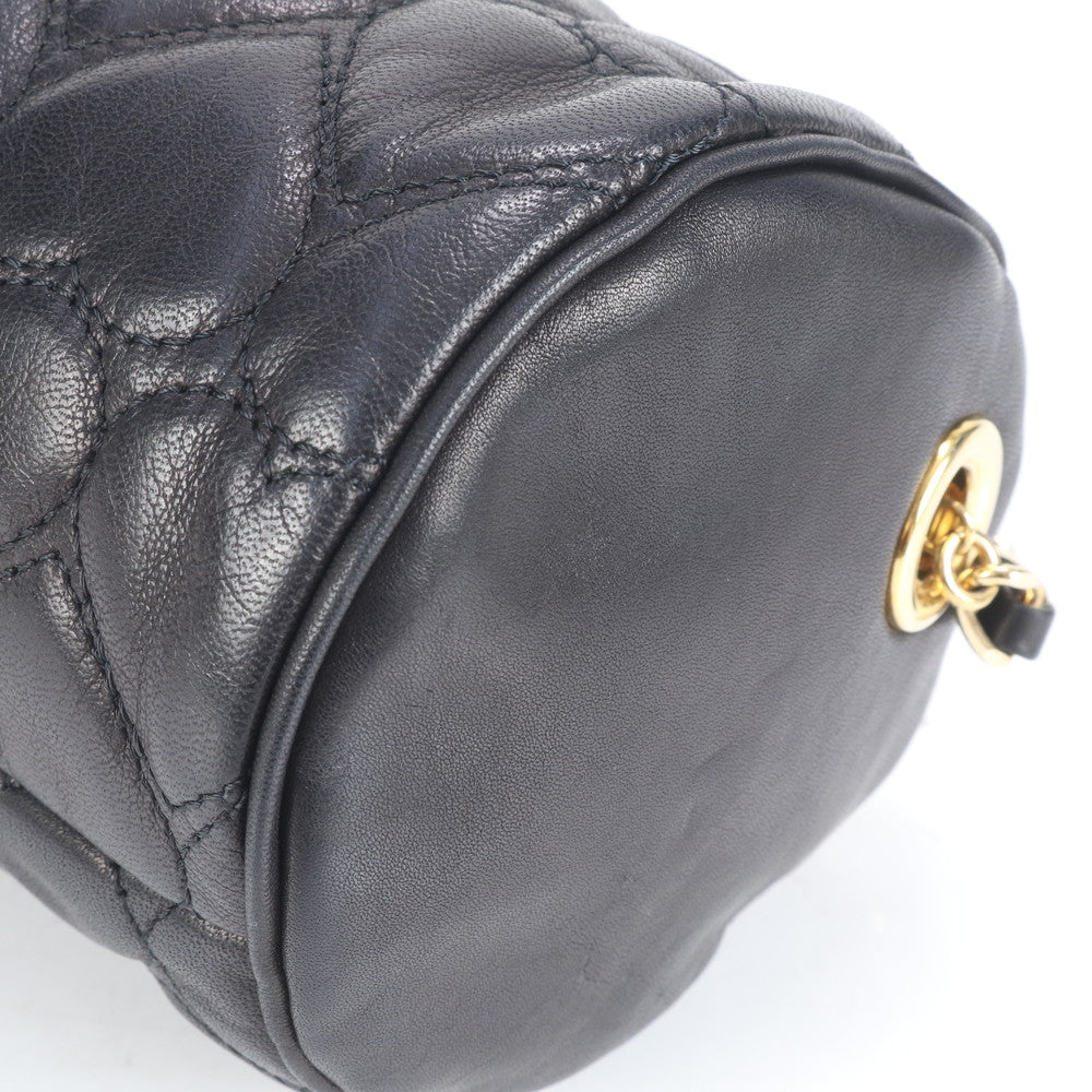 極美品 モスキーノ ハート キルティング レザー ゴールド チェーン ショルダーバッグ 斜め掛け ハンド 黒 レディース ECE CN99-5