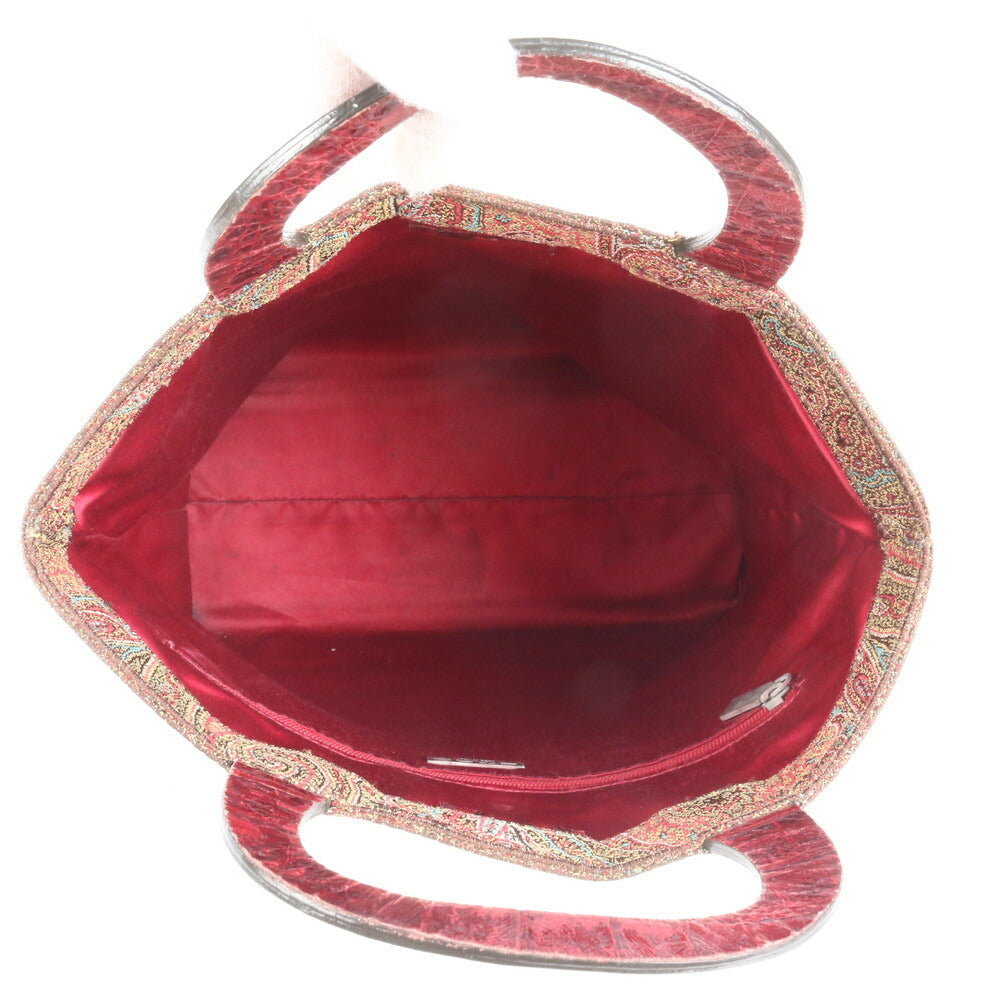 エトロ イタリア製 ペイズリー ラインストーン ビジュー 装飾 レザー ハンドバッグ トート トップハンドル レディース ECE CN10-1