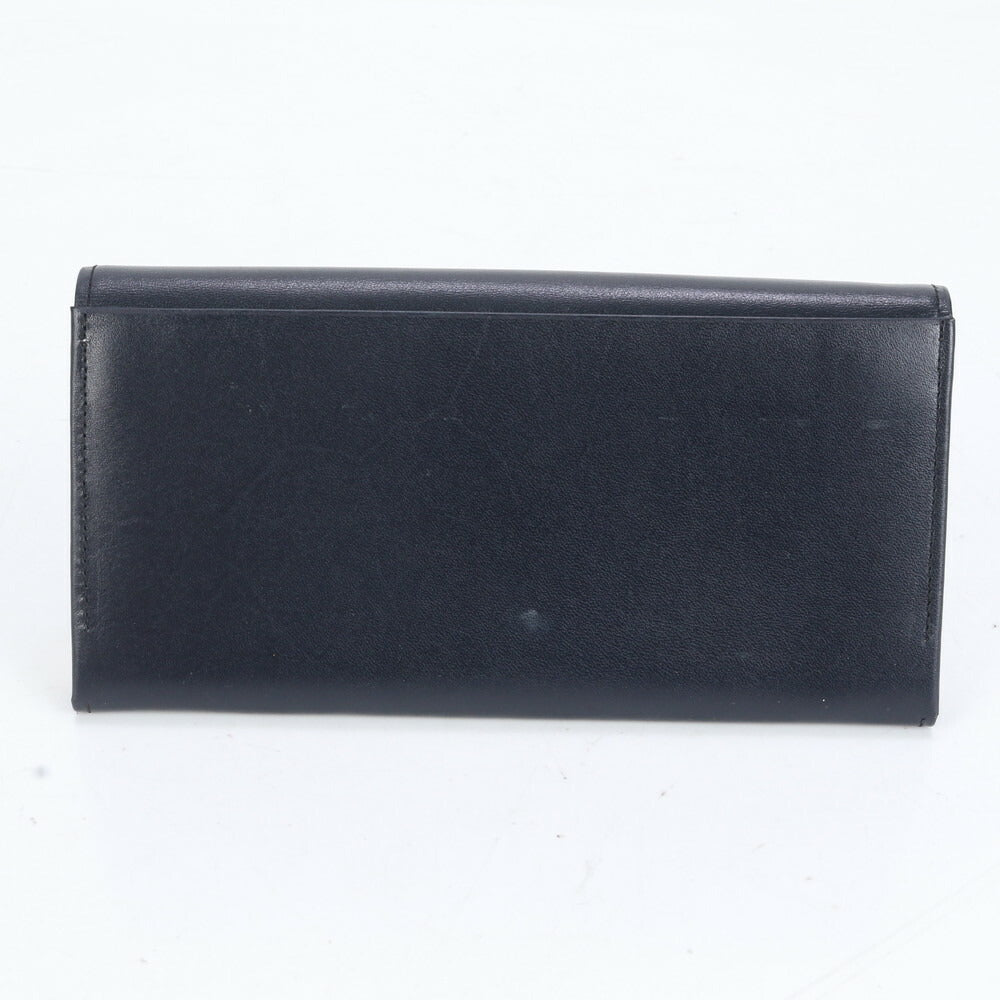 美品 ハナエモリ 蝶 バタフライ レザー 長財布 ロング ウォレット 二つ折り ラウンドファスナー ブラック 黒 レディース RRE CO7-2