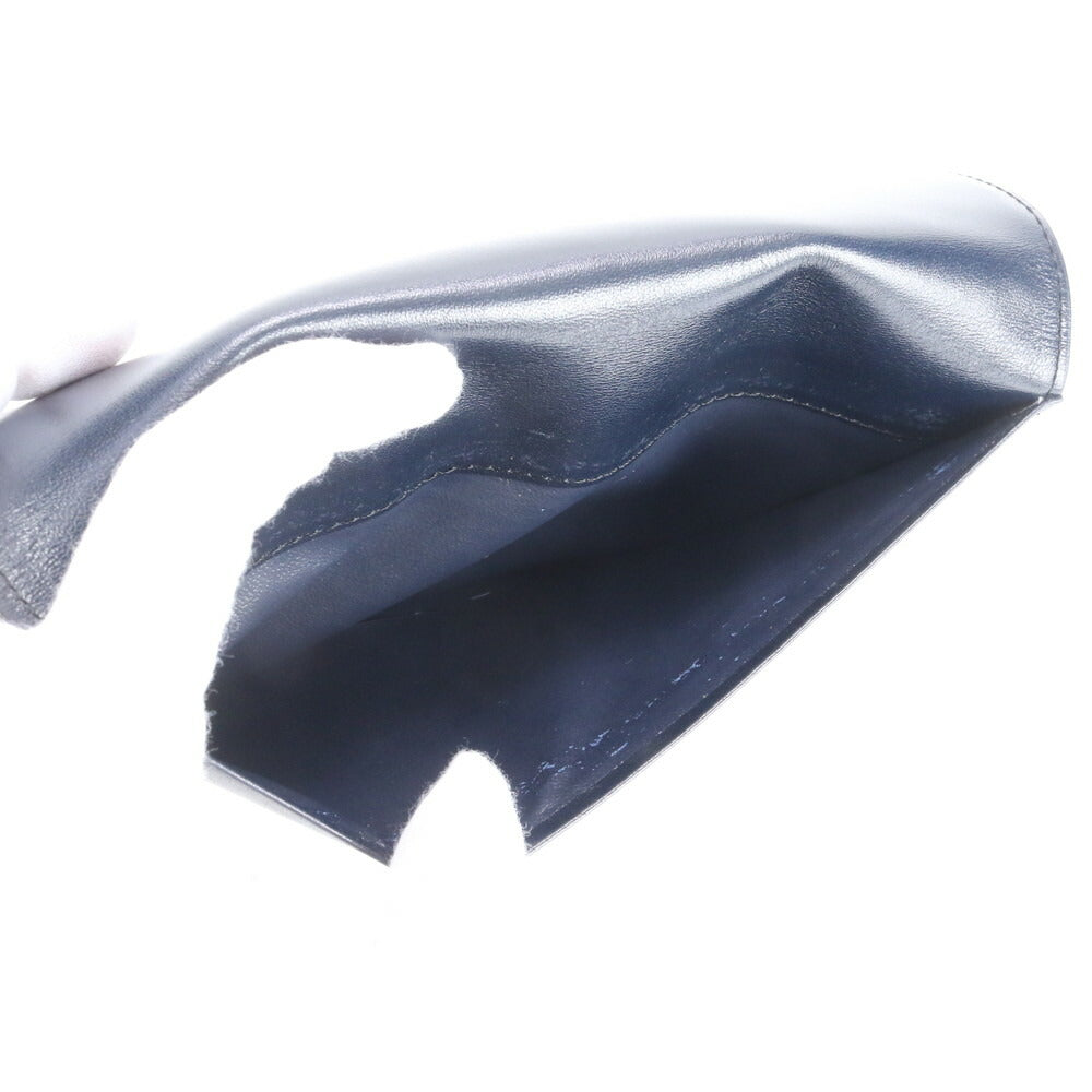 美品 ハナエモリ 蝶 バタフライ レザー 長財布 ロング ウォレット 二つ折り ラウンドファスナー ブラック 黒 レディース RRE CO7-2