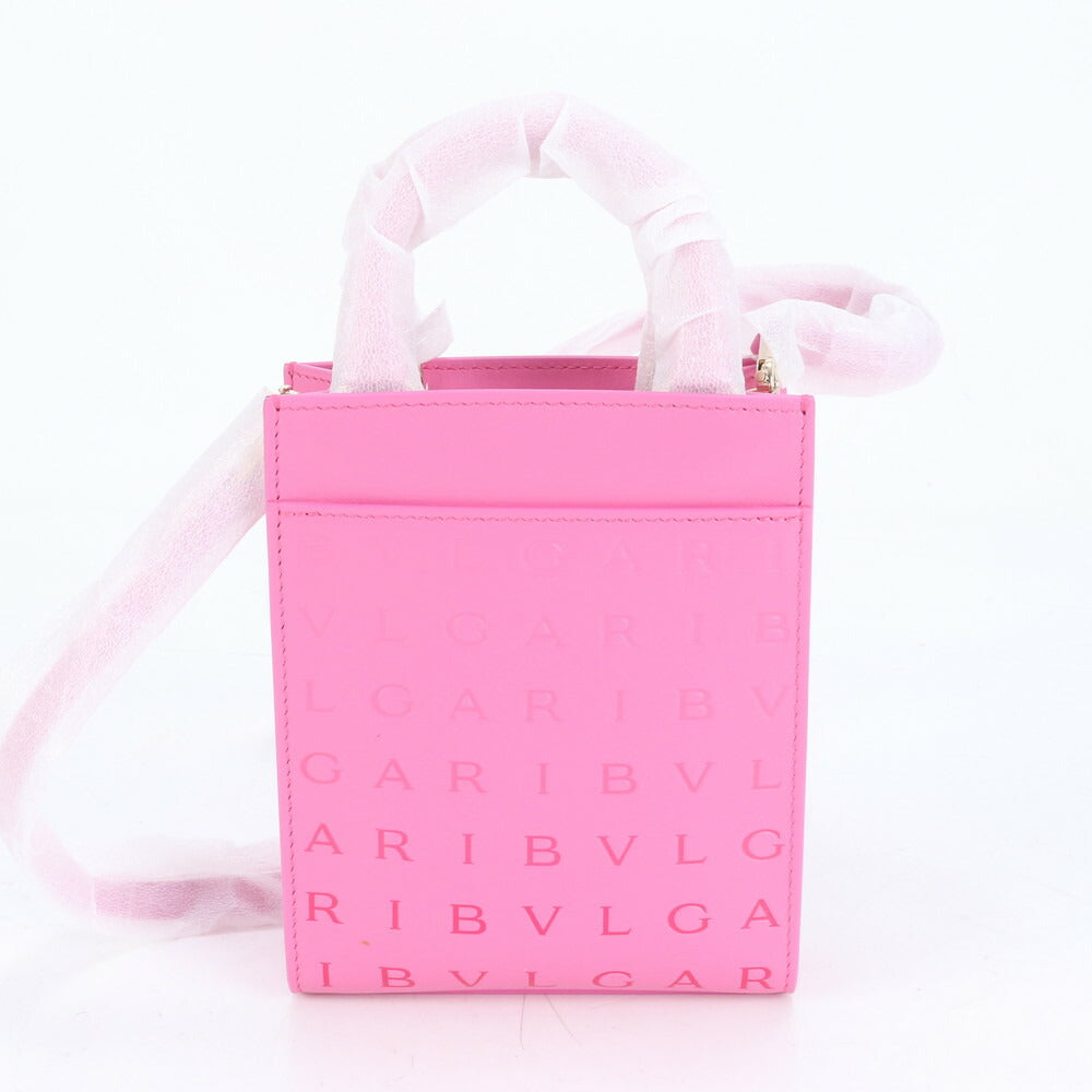 未使用 ブルガリ ロゴ インフィニートゥム ミニ トート レザー 2WAY ショルダーバッグ 斜め掛け ハンド ピンク レディース RUE CO2-3