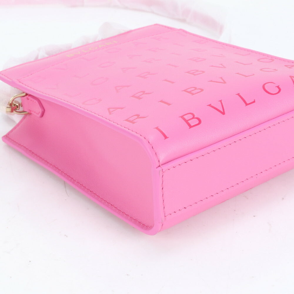 未使用 ブルガリ ロゴ インフィニートゥム ミニ トート レザー 2WAY ショルダーバッグ 斜め掛け ハンド ピンク レディース RUE CO2-3