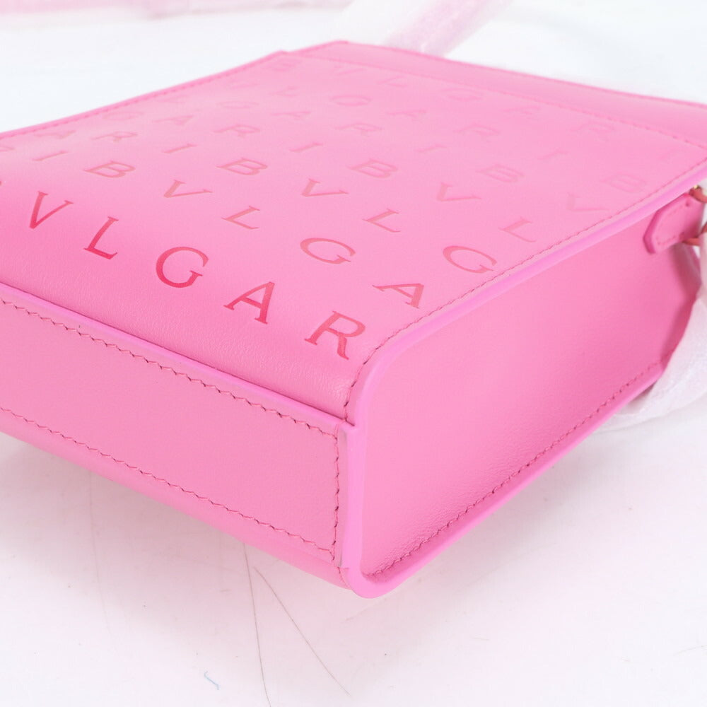 未使用 ブルガリ ロゴ インフィニートゥム ミニ トート レザー 2WAY ショルダーバッグ 斜め掛け ハンド ピンク レディース RUE CO2-3