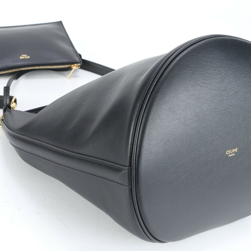 極美品 セリーヌ ティーン バケット 16 セーズ レザー 2WAY ショルダーバッグ 斜め掛け ハンド トート ブラック レディース RUE CO1-6