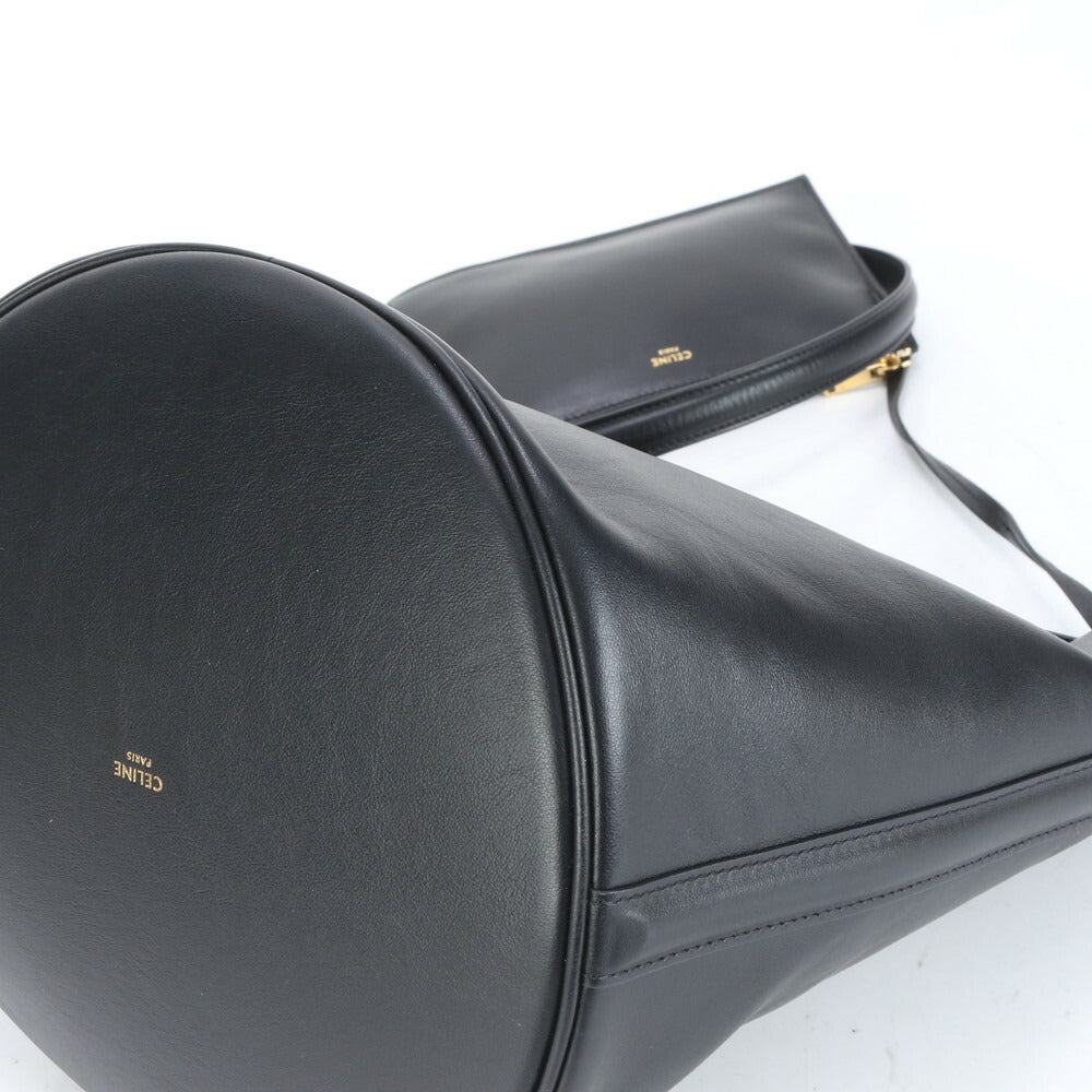 極美品 セリーヌ ティーン バケット 16 セーズ レザー 2WAY ショルダーバッグ 斜め掛け ハンド トート ブラック レディース RUE CO1-6