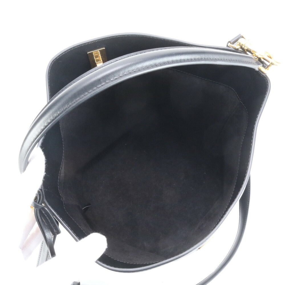 極美品 セリーヌ ティーン バケット 16 セーズ レザー 2WAY ショルダーバッグ 斜め掛け ハンド トート ブラック レディース RUE CO1-6