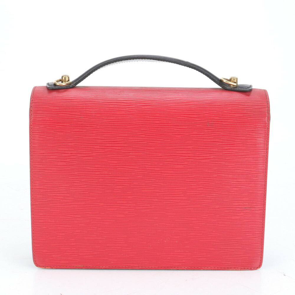 極美品 ベタなし ルイヴィトン エピ モンソー ノワール カスティリアンレッド 2WAY ショルダーバッグ 斜め掛け ハンド RRE CO14-1