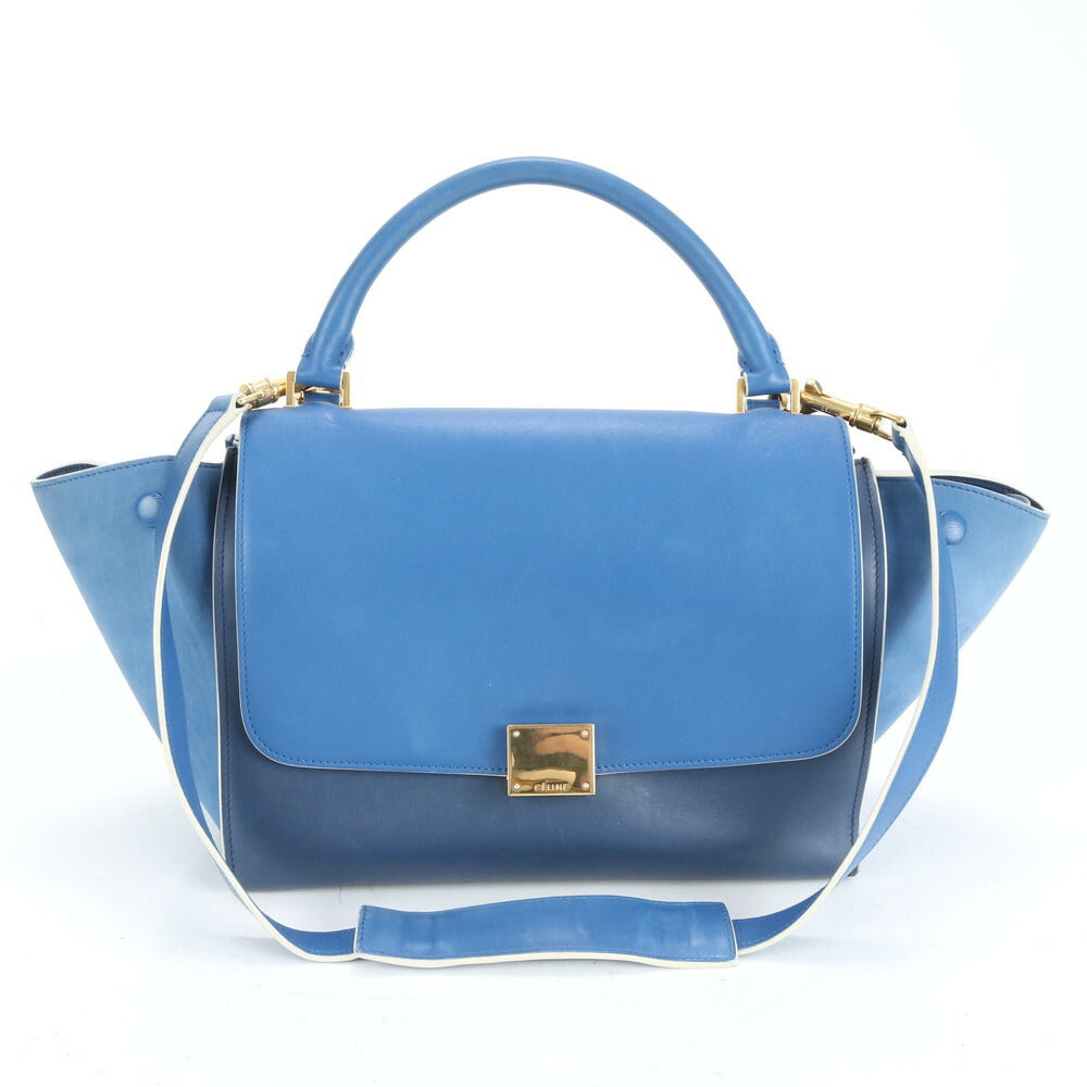 極美品 セリーヌ トラペーズ スモール レザー 2WAY ショルダーバッグ 肩掛け トート ハンド ゴールド 金具 レディース RRE CO14-5