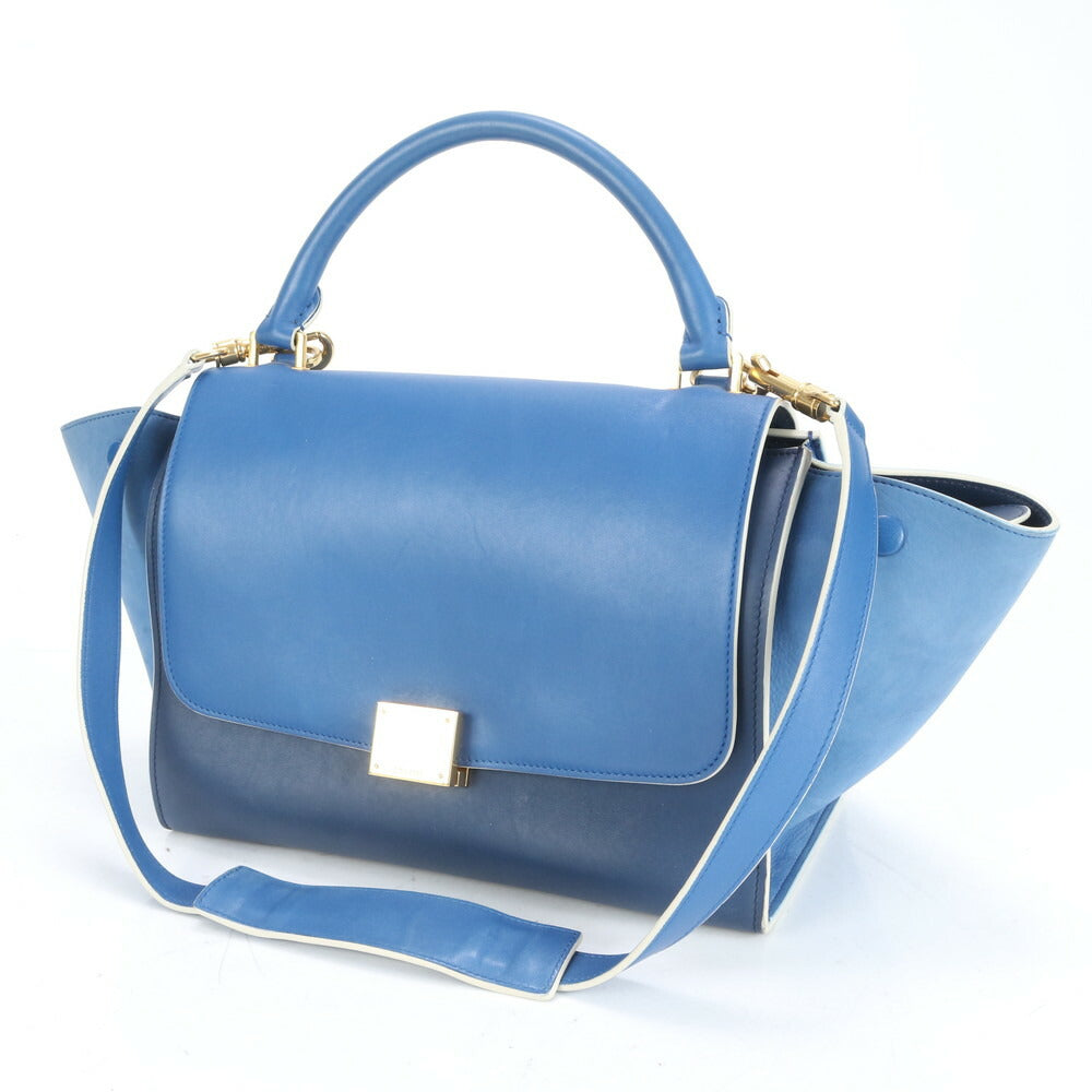 極美品 セリーヌ トラペーズ スモール レザー 2WAY ショルダーバッグ 肩掛け トート ハンド ゴールド 金具 レディース RRE CO14-5