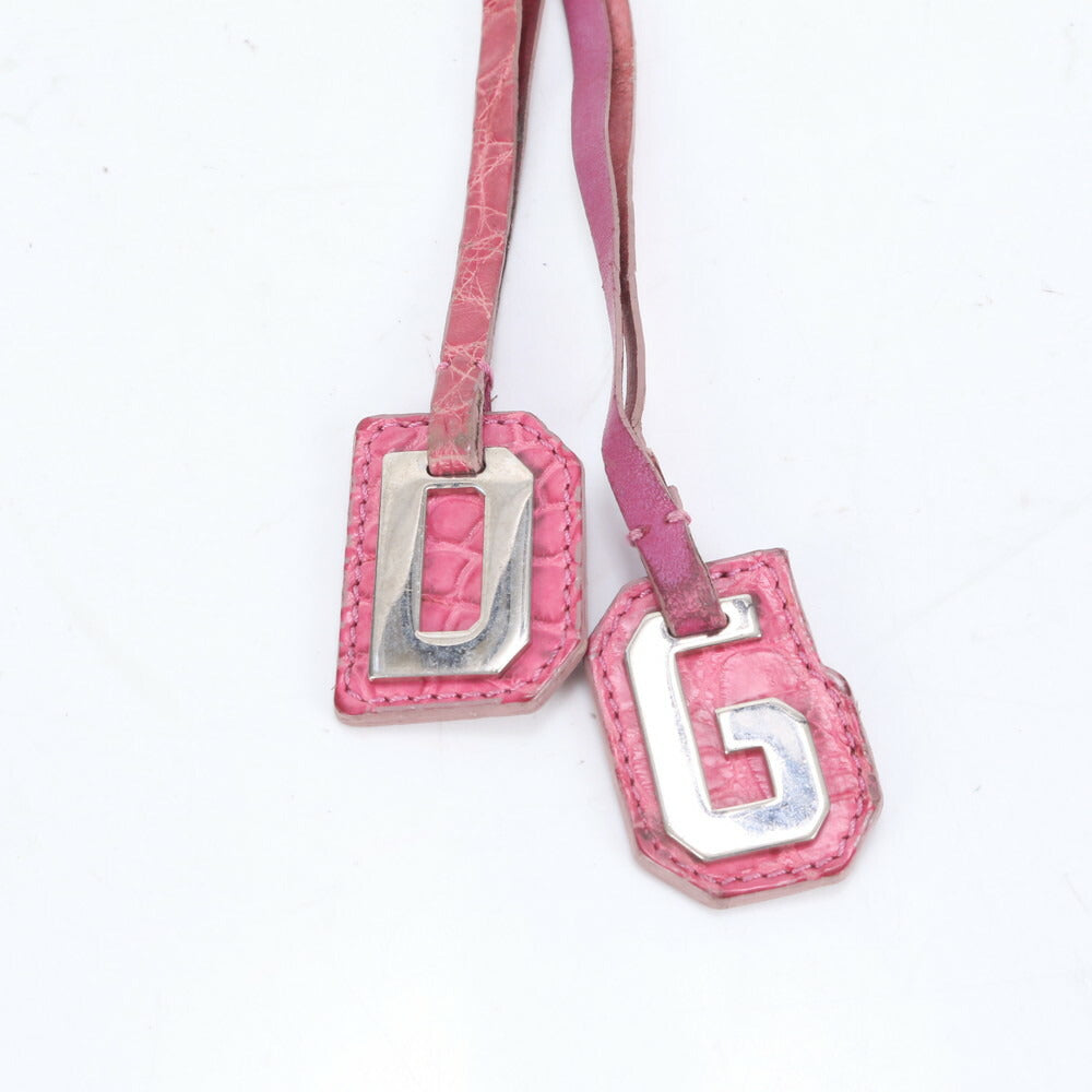 ドルチェアンドガッバーナ ドルガバ DG ロゴ キーホルダー チャーム レザー キーリング ピンク シルバー レディース MMM CL87-33