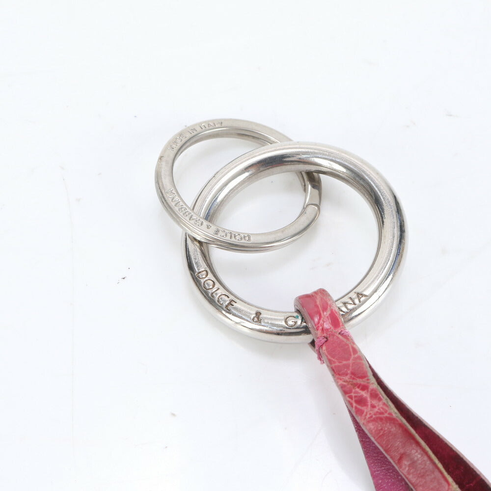 ドルチェアンドガッバーナ ドルガバ DG ロゴ キーホルダー チャーム レザー キーリング ピンク シルバー レディース MMM CL87-33