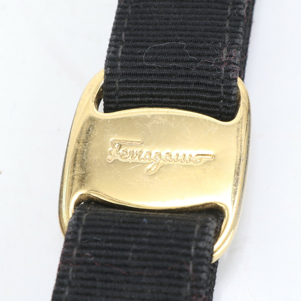 美品 サルヴァトーレフェラガモ ヴァラリボン キーホルダー キーリング ブラック 黒 ゴールド レディース MMM CL87-46